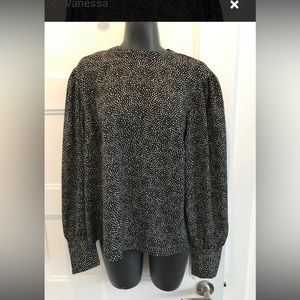 Blouse noir à pois blanc manche longe